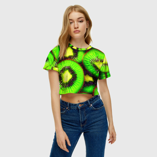 Женская футболка Crop-top 3D Киви, цвет 3D печать - фото 3