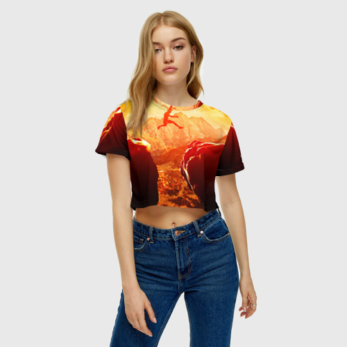 Женская футболка Crop-top 3D Прыжок, цвет 3D печать - фото 4