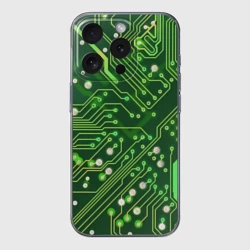 Чехол для iPhone 15 Pro силиконовый с защитой камеры Микросхема