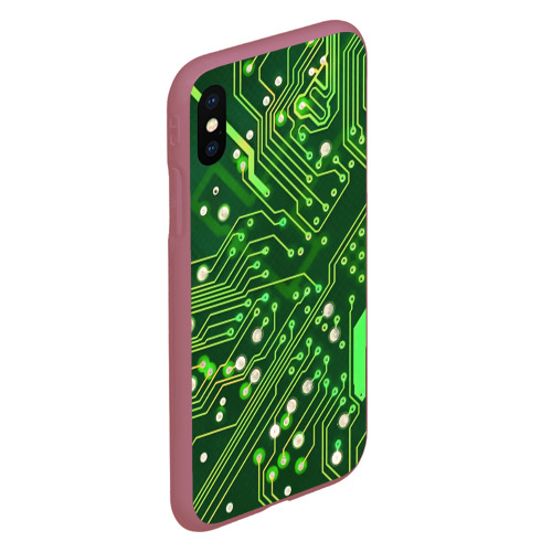 Чехол для iPhone XS Max матовый Микросхема, цвет малиновый - фото 3