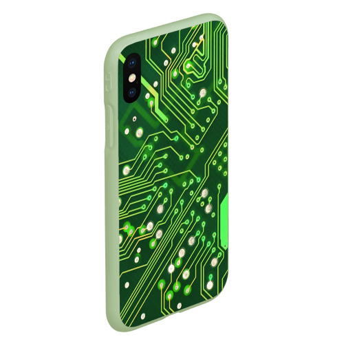 Чехол для iPhone XS Max матовый Микросхема, цвет салатовый - фото 3