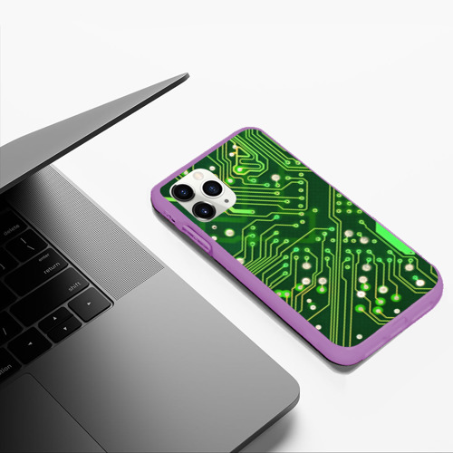 Чехол для iPhone 11 Pro Max матовый Микросхема, цвет фиолетовый - фото 5