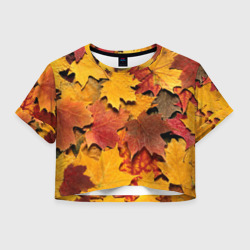 Женская футболка Crop-top 3D Осень на дворе