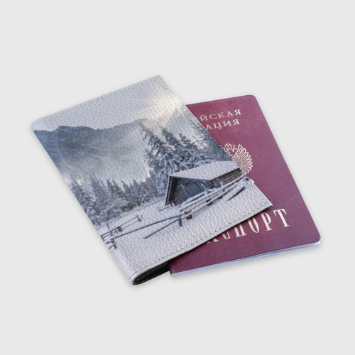 Обложка для паспорта матовая кожа Зима - фото 3
