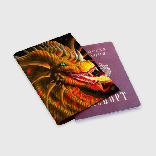 Обложка для паспорта матовая кожа Дракон, цвет красный - фото 3