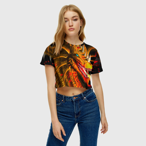 Женская футболка Crop-top 3D Дракон, цвет 3D печать - фото 4