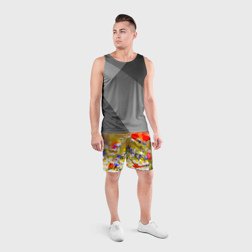 Мужские шорты спортивные Цветы, цвет 3D печать - фото 4