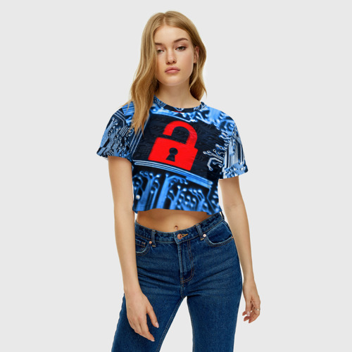 Женская футболка Crop-top 3D Микросхема, цвет 3D печать - фото 4