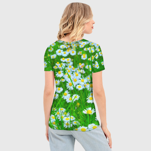 Женская футболка 3D Slim Ромашки, цвет 3D печать - фото 4