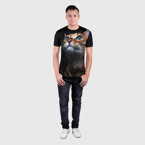 Мужская футболка 3D Slim Милый котик, цвет 3D печать - фото 4