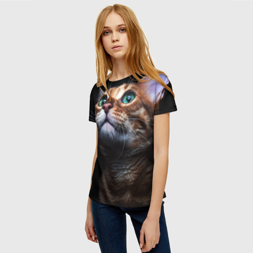 Женская футболка 3D Милый котик, цвет 3D печать - фото 3