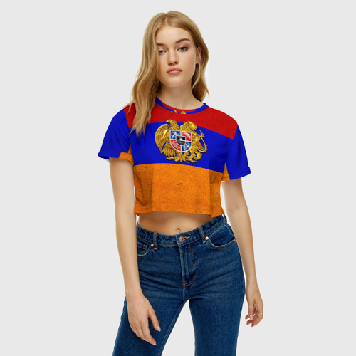 Женская футболка Crop-top 3D Армения, цвет 3D печать - фото 3