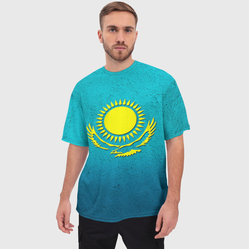 Мужская футболка oversize 3D Флаг Казахстана, цвет 3D печать - фото 3