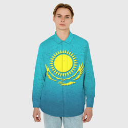 Мужская рубашка oversize 3D Флаг Казахстана - фото 2