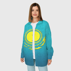 Женская рубашка oversize 3D Флаг Казахстана - фото 2