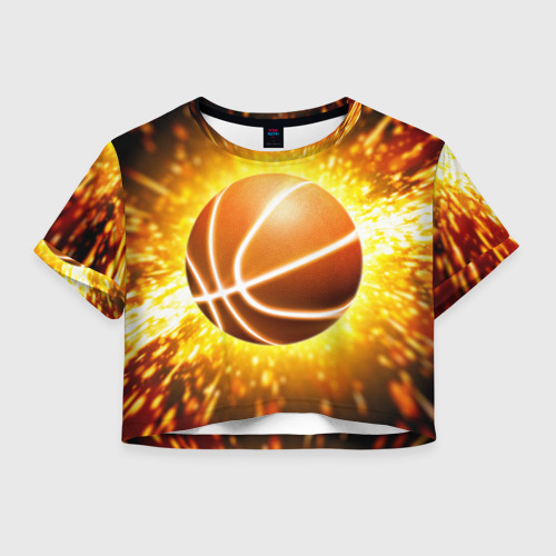 Женская футболка Crop-top 3D Баскетбольный мяч, цвет 3D печать