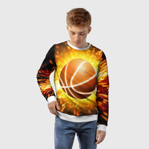 Детский свитшот 3D Баскетбольный мяч, цвет 3D печать - фото 3