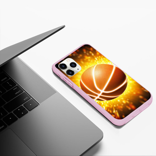 Чехол для iPhone 11 Pro Max матовый Баскетбольный мяч, цвет розовый - фото 5