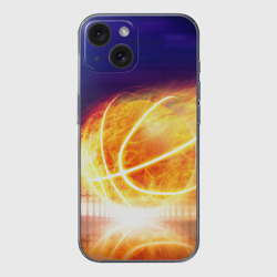 Чехол для iPhone 15 силиконовый с защитой камеры Огненный мяч