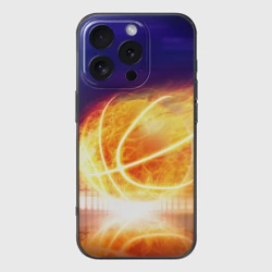 Чехол для iPhone 16 Pro силиконовый с защитой камеры Огненный мяч