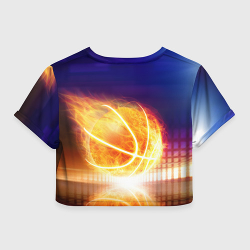 Женская футболка Crop-top 3D Огненный мяч, цвет 3D печать - фото 2