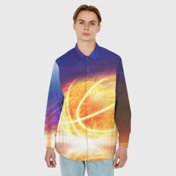 Мужская рубашка oversize 3D Огненный мяч - фото 2