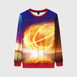 Женский свитшот 3D Огненный мяч