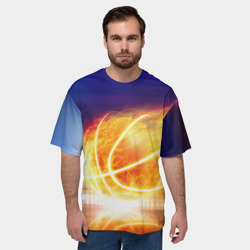 Мужская футболка oversize 3D Огненный мяч - фото 2