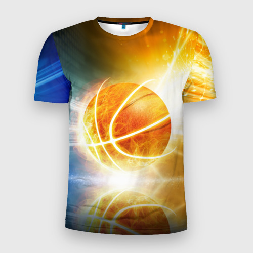 Мужская футболка 3D Slim с принтом Баскетбол - жизнь моя, вид спереди #2