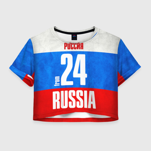 Женская футболка Crop-top 3D Russia (from 24), цвет 3D печать