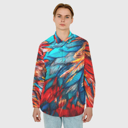 Мужская рубашка oversize 3D Перья - фото 2