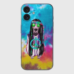 Чехол для iPhone 16 силиконовый с защитой камеры Хиппи Дог