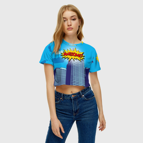 Женская футболка Crop-top 3D Поп-арт 2, цвет 3D печать - фото 4