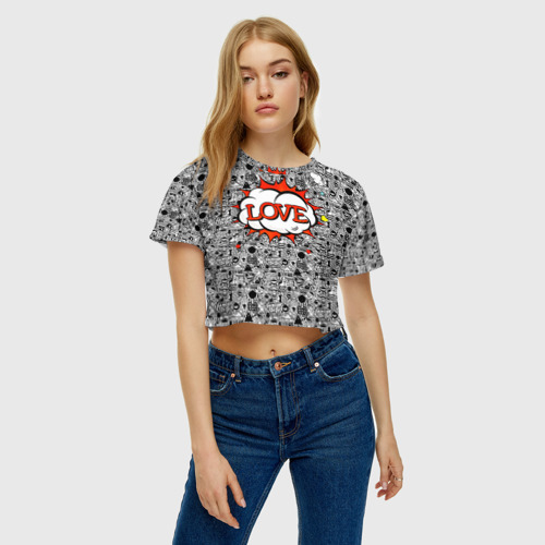 Женская футболка Crop-top 3D Поп-арт 3, цвет 3D печать - фото 4