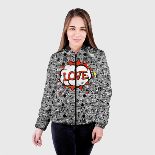 Женская куртка 3D Поп-арт 3, цвет черный - фото 3