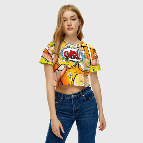 Женская футболка Crop-top 3D Поп-арт 5, цвет 3D печать - фото 4