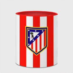 Кружка с принтом Атлетико Мадрид для любого человека, вид спереди №4. Цвет основы: белый + красный