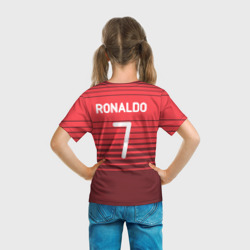 Футболка с принтом Роналду сборная Португалии для мужчины, вид на модели сзади №3. Цвет основы: белый
