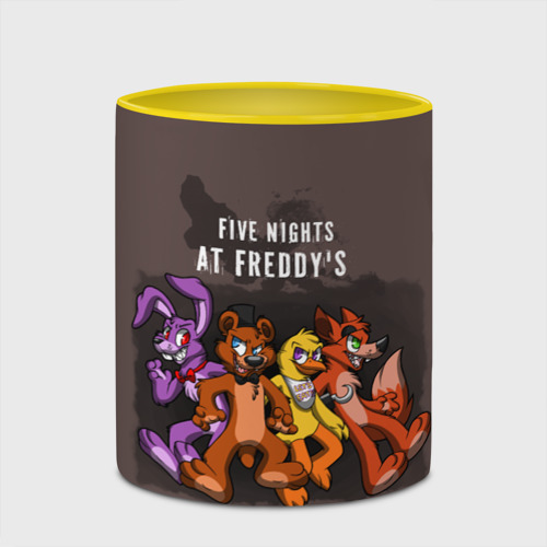 Кружка с полной запечаткой Five Nights At Freddys, цвет белый + желтый - фото 4