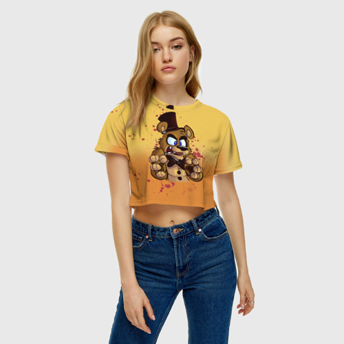 Женская футболка Crop-top 3D Freddy, цвет 3D печать - фото 3