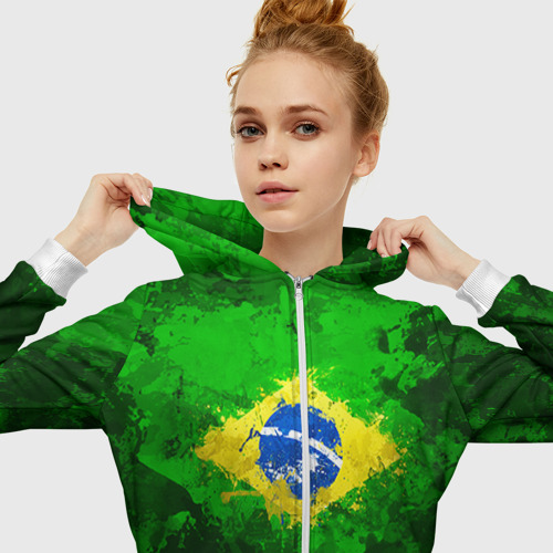 Женская толстовка 3D на молнии Бразилия, цвет белый - фото 5