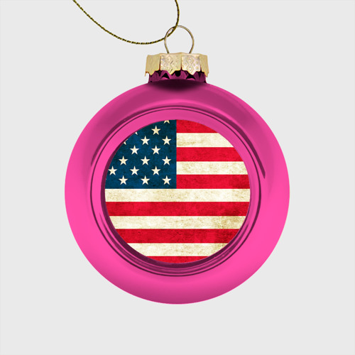 Стеклянный ёлочный шар США, цвет розовый