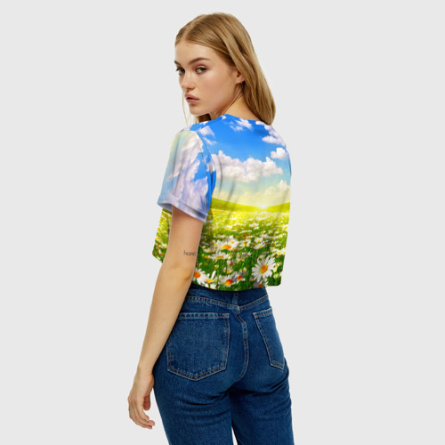 Женская футболка Crop-top 3D Ромашки - фото 5