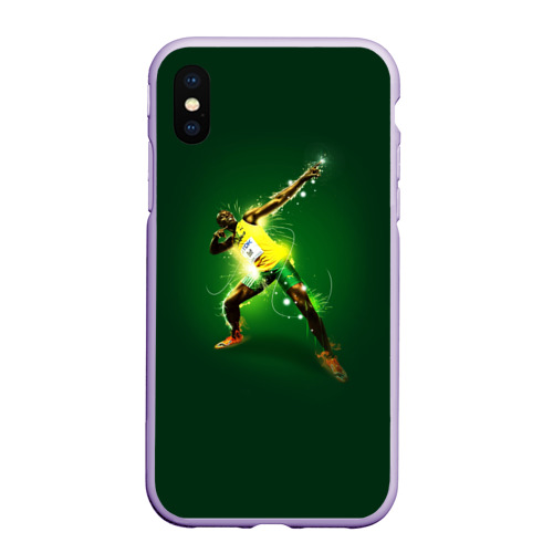 Чехол для iPhone XS Max матовый Usain Bolt, цвет светло-сиреневый