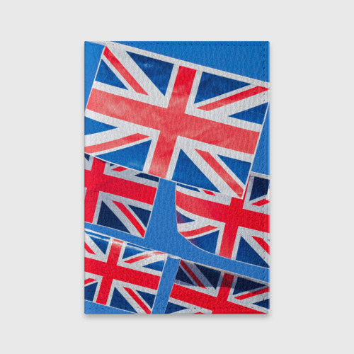 Обложка для паспорта матовая кожа с принтом Британские флаги, вид спереди №1