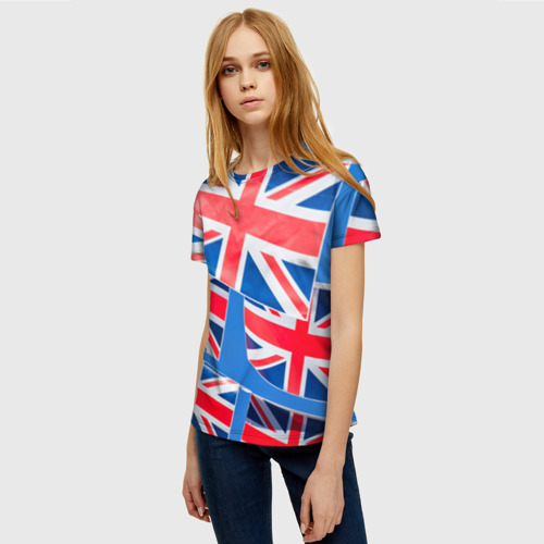 Женская футболка 3D Британские флаги, цвет 3D печать - фото 3