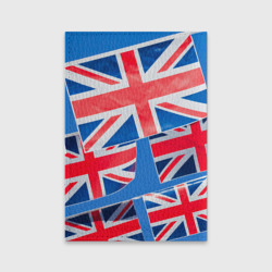 Обложка с принтом Британские флаги для любого человека, вид сзади №1. Цвет основы: красный