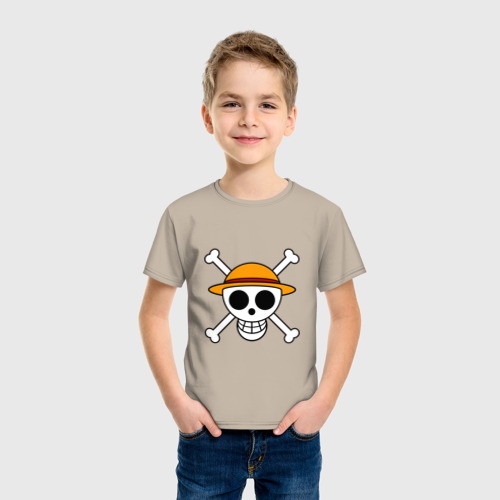 Детская футболка хлопок Весёлый Роджер Мугивар, цвет миндальный - фото 3