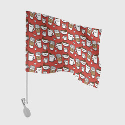 Флаг для автомобиля Веселые чашки кофе