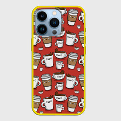 Чехол для iPhone 13 Pro Веселые чашки кофе